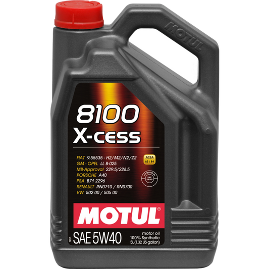 Motul 5L Synthetic Engine Oil 8100 5W-40 X-CESS Gen 2 - Case of 4