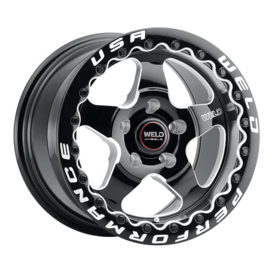 Weld S904 15x10 Ventura Beadlock 5x120 ET45 BS7.25 Gloss BLK MIL DIA 78.1