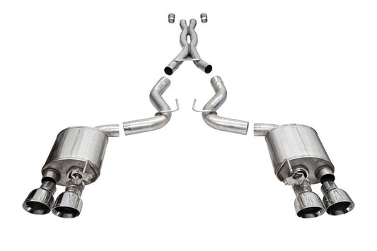 Corsa 20-22 Ford Mustang GT500 3.0in Dual Rear Exit Catback w/ Twin 5.0in Polish Slash Cut Pro Tips