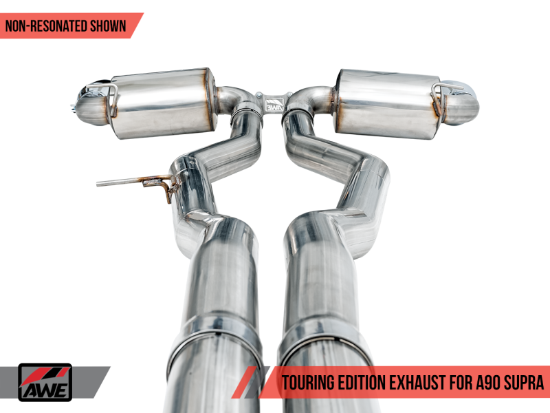 AWE 2020 Toyota Supra A90 Non-Resonated Touring Edition Exhaust - 5in Chrome Silver Tips