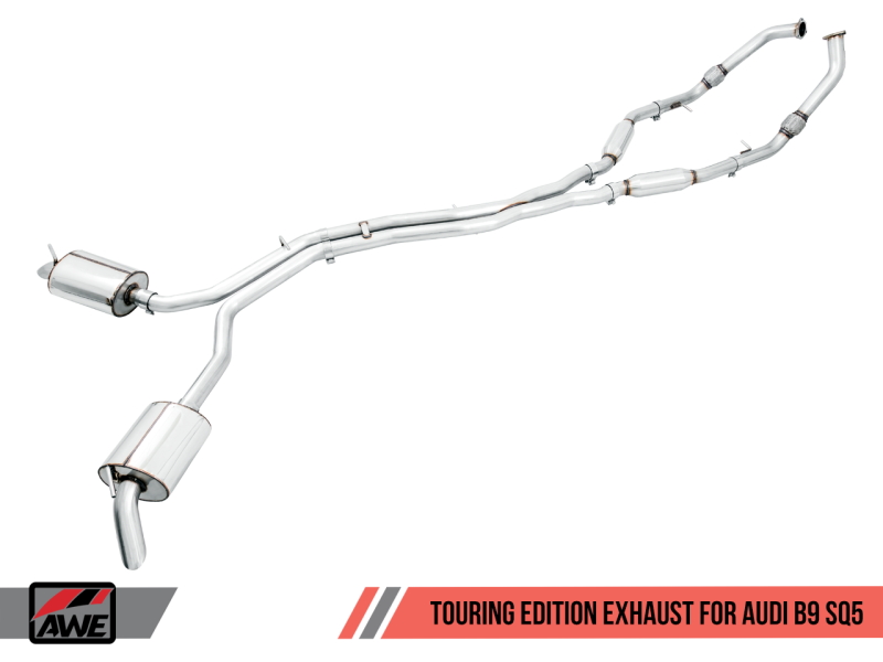 AWE Tuning Audi B9 SQ5 Resonated Touring Edition Cat-Back Exhaust - No Tips (Turn Downs)