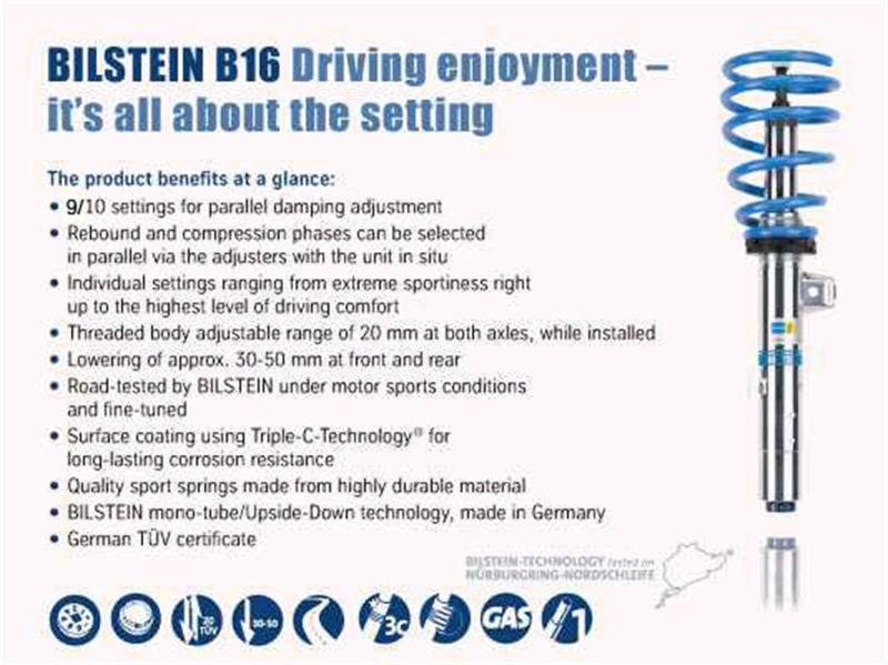 Bilstein B16 1989 Porsche 911 Carrera 4 Front and Rear Suspension Kit