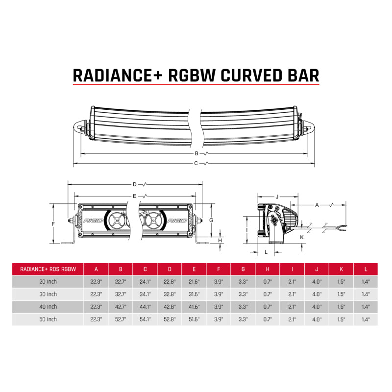 Rigid Industries Radiance+ Curved 40in. RGBW Light Bar Plus 	16632
