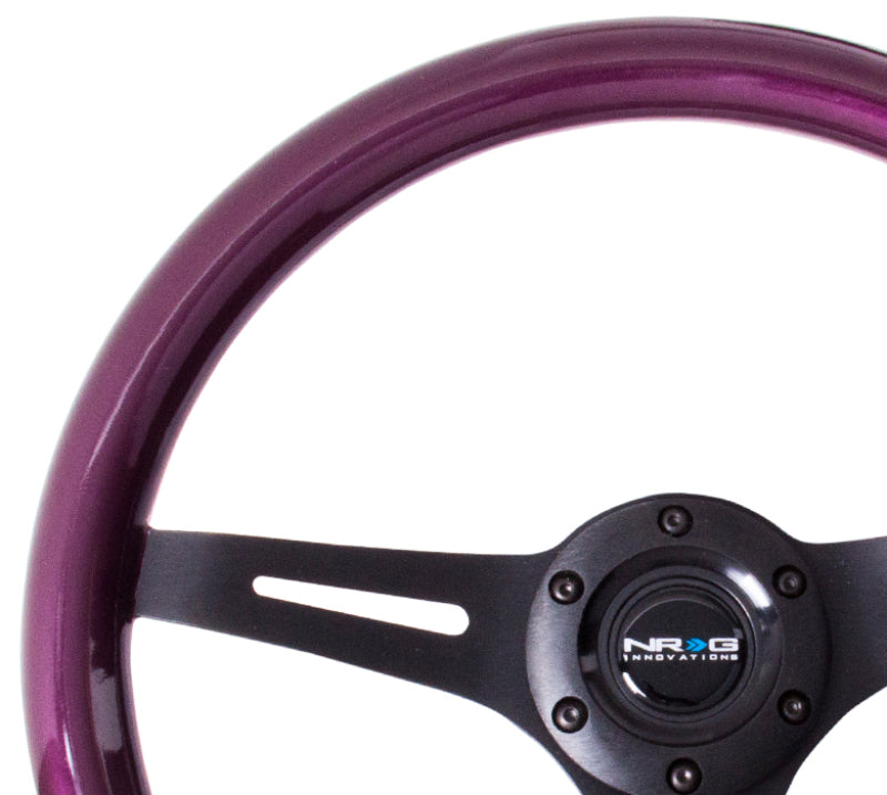 NRG Classic Wood Grain Steering Wheel (350mm) Purple Pearl/Flake Paint w/Black 3-Spoke Center