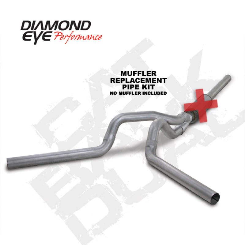 Diamond Eye KIT 4in CB MFLR RPLCMENT PIPE DUAL AL: 2004.5-2007.5 DODGE CUMMINS 600