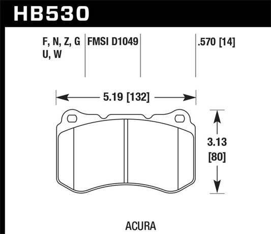 Hawk 07-08 Acura TL Type S DTC-60 Race Front Brake Pads