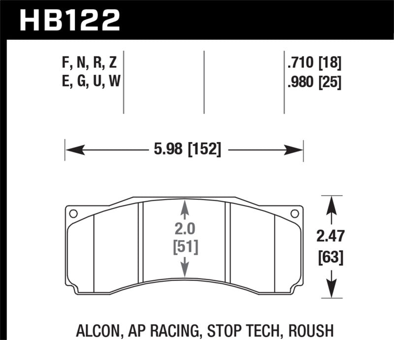 Hawk Stoptech ST-60 Caliper DTC-60 Race Brake Pads