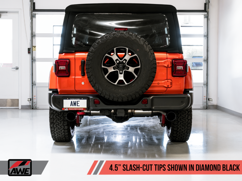 AWE Tuning 2018+ Jeep Wrangler JL/JLU Tread Edition Axle-Back Dual Exhaust - Diamond Black Tips