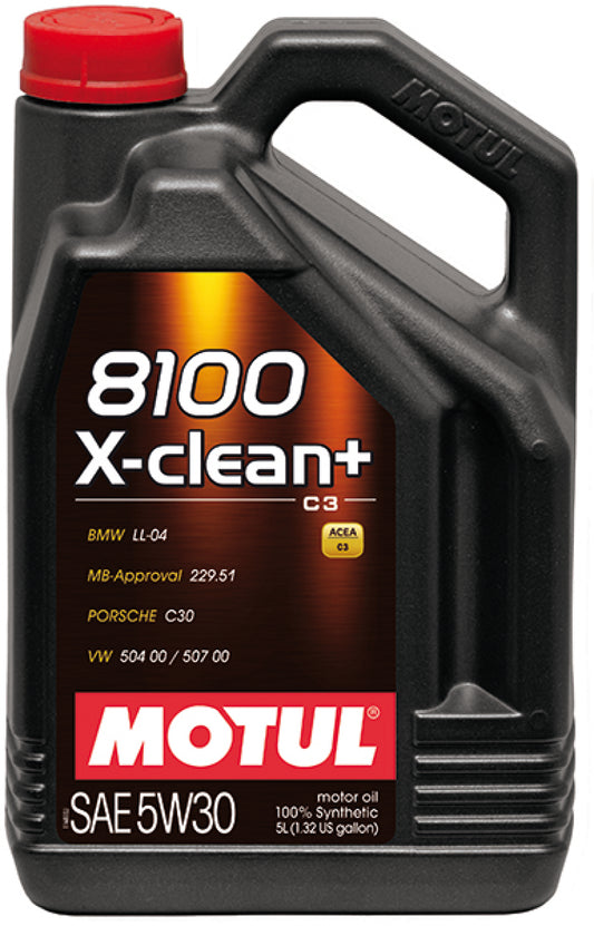 Motul 5L Synthetic Engine Oil 8100 5W30 X-CLEAN Plus Case of 4 106377