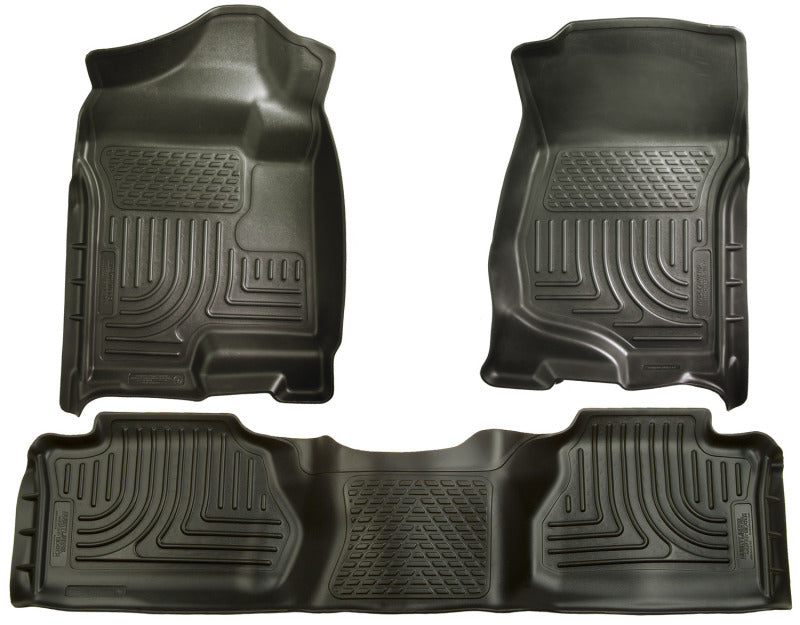 Husky Liners 07-12 Chevy Silverado/GMC Sierra Extended Cab WeatherBeater Combo Black Floor Liners