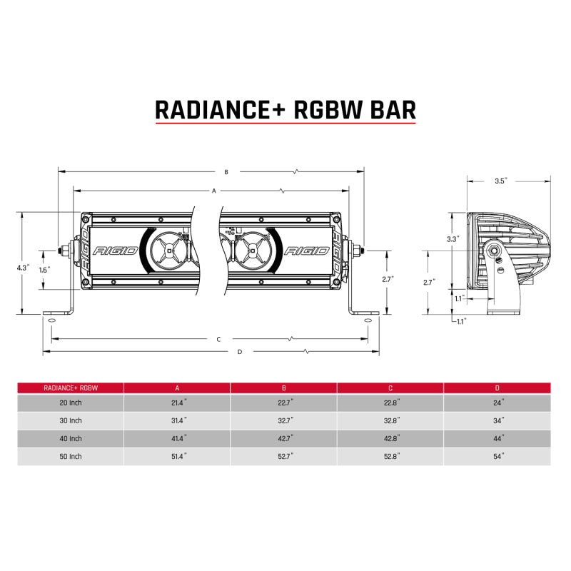 Rigid Industries Radiance+ 40in. RGBW Light Bar 240053