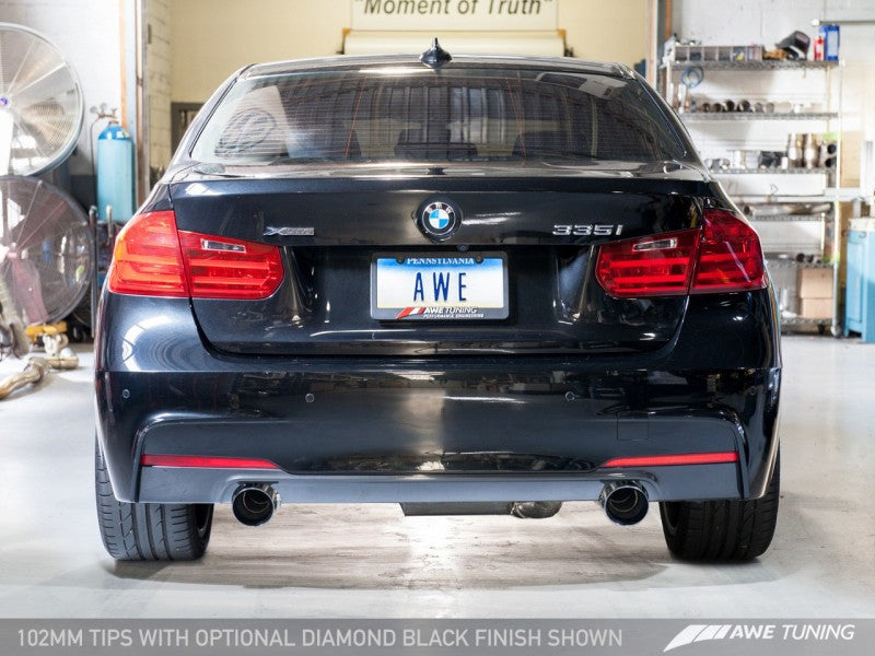 AWE Tuning BMW F3X 335i/435i Touring Edition Axle-Back Exhaust - Diamond Black Tips (102mm)