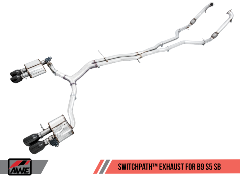 AWE Tuning Audi B9 S5 Sportback SwitchPath Exhaust - Non-Resonated (Black 102mm Tips)