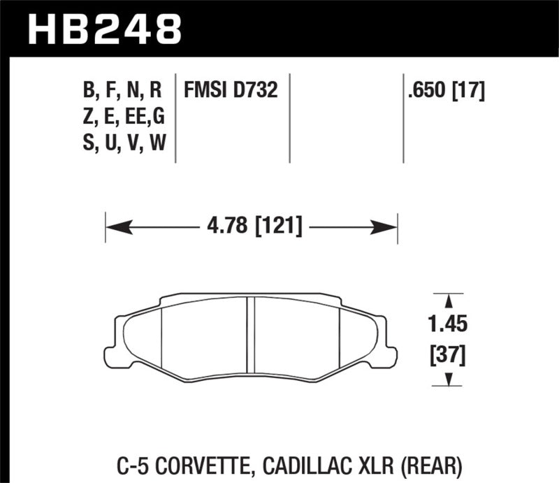 Hawk 97-06 Corvette (incl C5 Z06) Performance Ceramic Street Rear Brake Pads