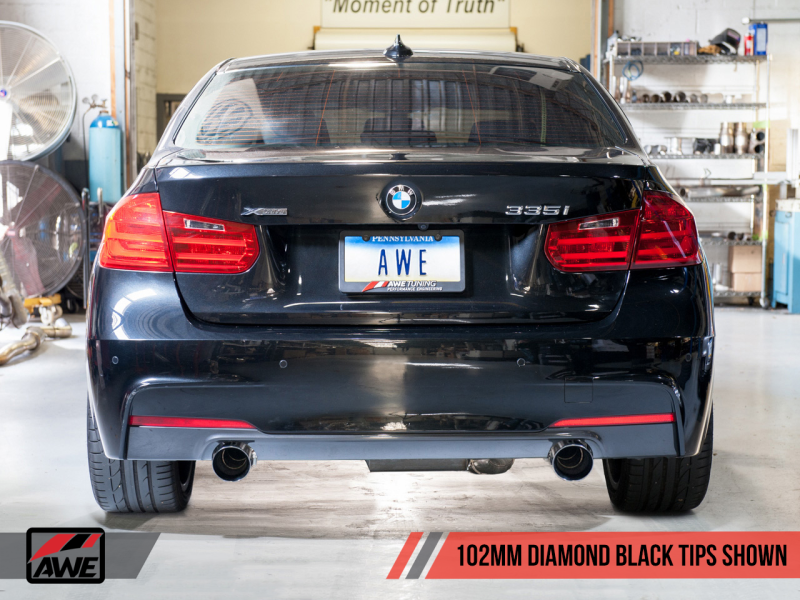 AWE Tuning BMW F3X 335i/435i Touring Edition Axle-Back Exhaust - Diamond Black Tips (102mm)