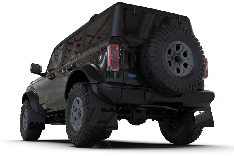 Rally Armor Mud BlackFlaps for 21-24 Bronco w Plastic Rear Bumper MF85-RB-PL-MBK