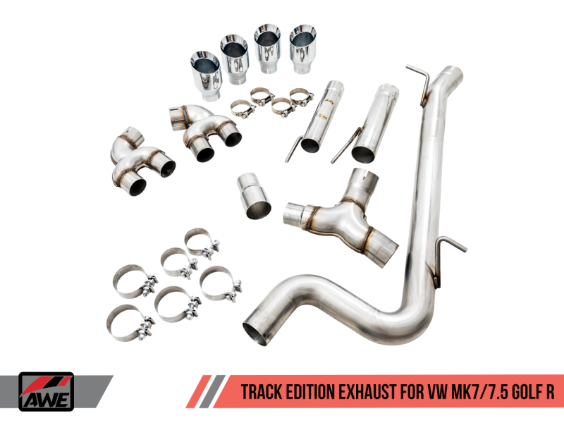 AWE Tuning MK7.5 Golf R Track Edition Exhaust w/Chrome Silver Tips 102mm