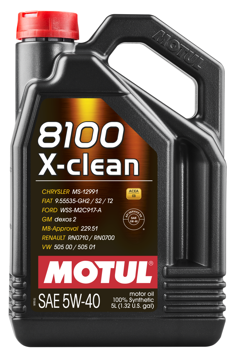 Motul 5L Synthetic Engine Oil 8100 5W40 X-CLEAN Case of 4 102051