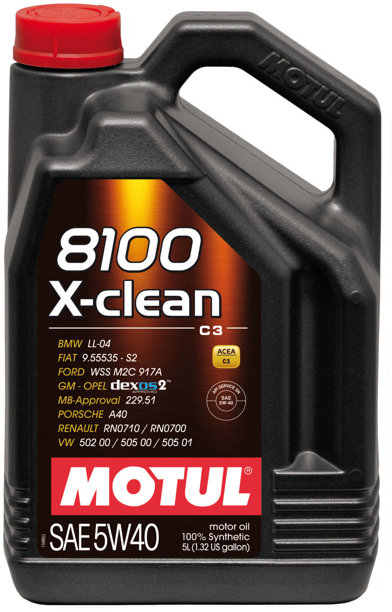 Motul 5L Synthetic Engine Oil 8100 5W40 X-CLEAN Case of 4 102051
